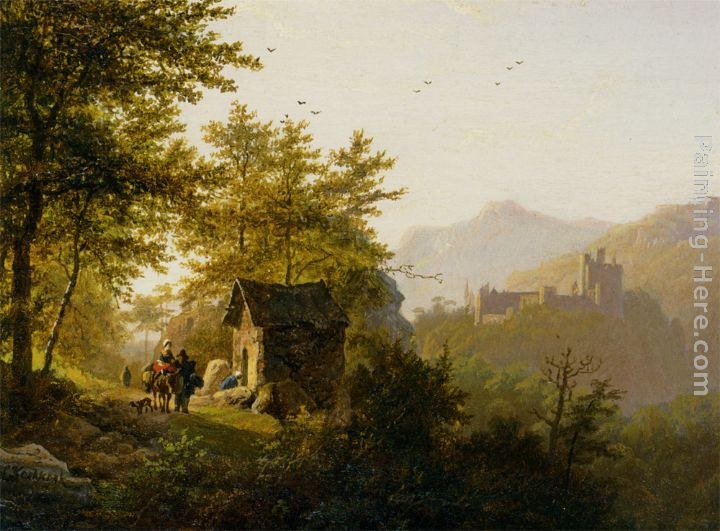 Barend Cornelis Koekkoek Paysage Montagneux Avec Chapelle